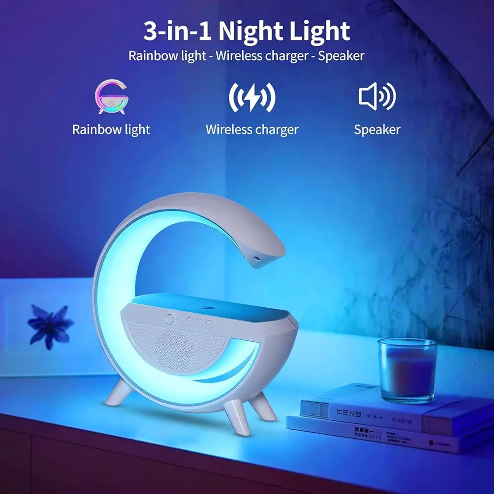 JELLIFY New Wireless G Speaker Charger with Desk Lamp Bedside Night Light Smart Light Sound
