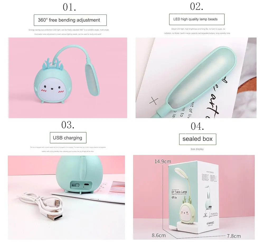 Desk Lamps for Study Table - Rechargeable USB Warm Light LED Children Eye Protection Lamps,