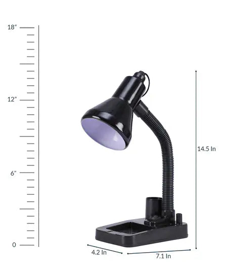 GeTrex Stylish Black Adjustable Table Lamp For Home/Office/Study (Bulb Not Included, Pack Of 1,Plastic)