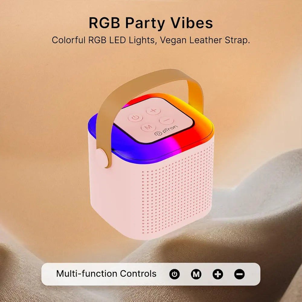Portable Karaoke Speaker with Voice Changer, RGB Lights, Wireless Microphone