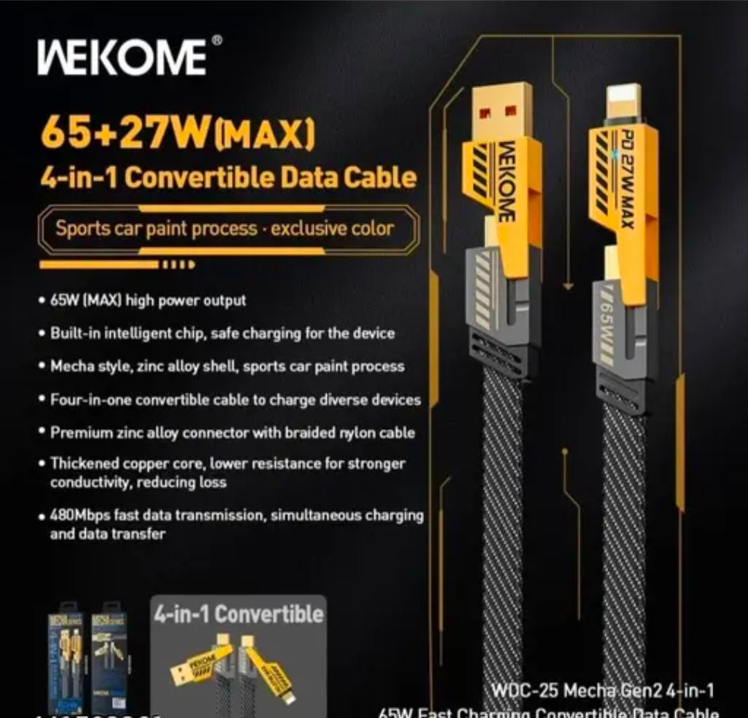 A power true desire multi USB charger cable 4in1 65watt fast charging