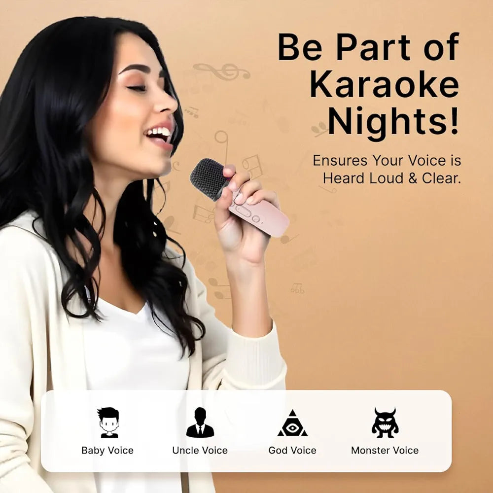 Portable Karaoke Speaker with Voice Changer, RGB Lights, Wireless Microphone