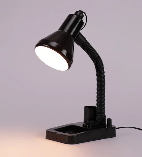 GeTrex Stylish Black Adjustable Table Lamp For Home/Office/Study (Bulb Not Included, Pack Of 1,Plastic)