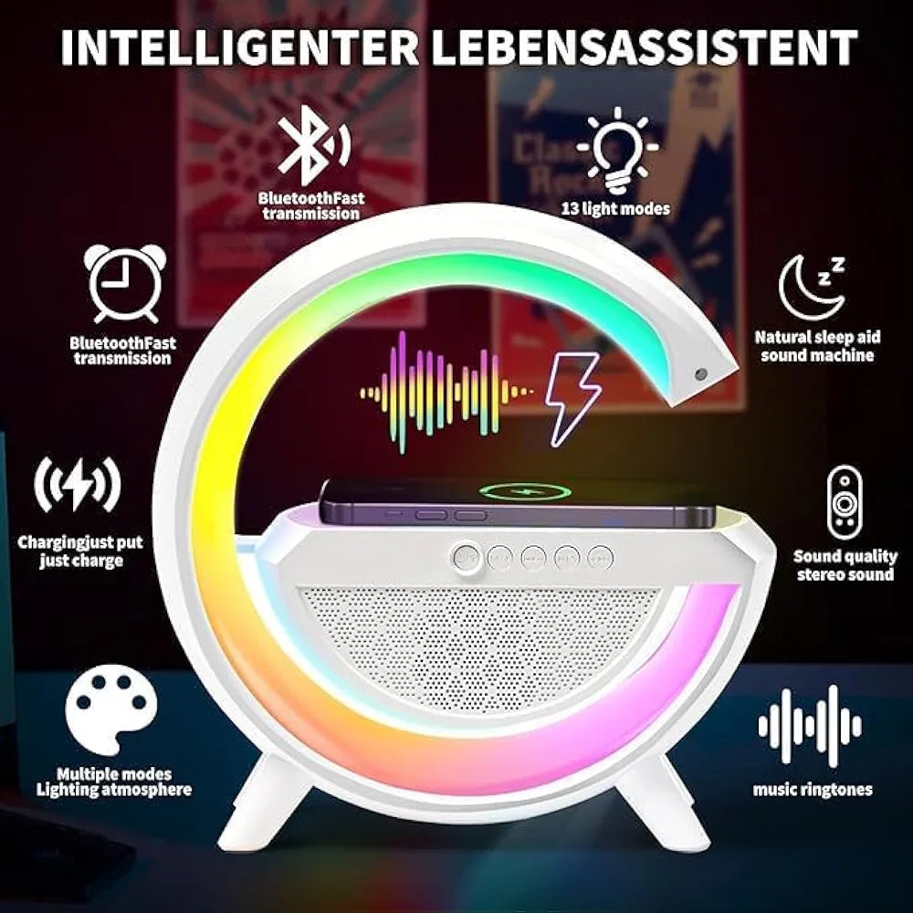 JELLIFY New Wireless G Speaker Charger with Desk Lamp Bedside Night Light Smart Light Sound