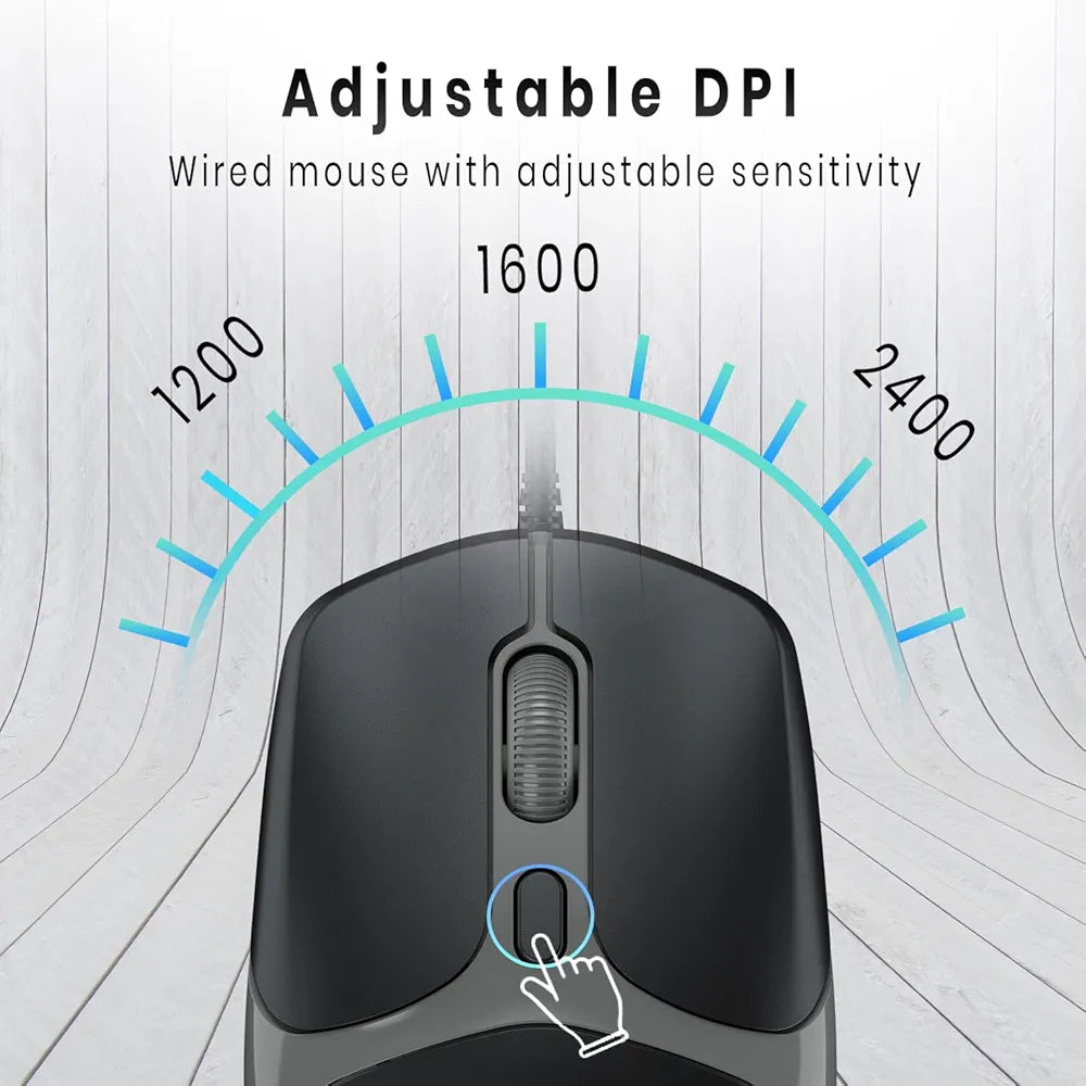 Toad 103 Wired Optical Mouse with 2400 DPI, Plug & Play, Ambidextrous, Hi-Optical Tracking, 1.5M Cable Length, 30 Lakhs Click Life, Ergonomic