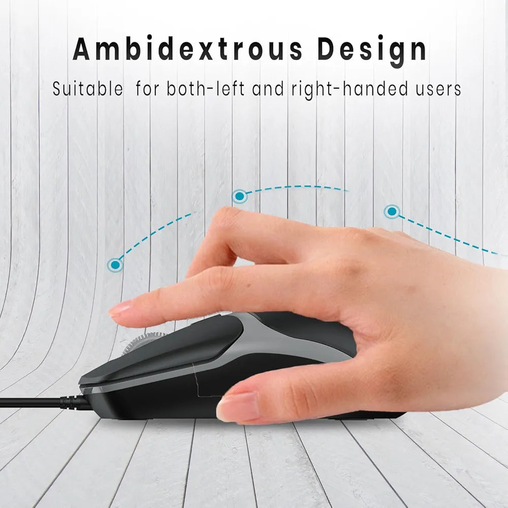 Toad 103 Wired Optical Mouse with 2400 DPI, Plug & Play, Ambidextrous, Hi-Optical Tracking, 1.5M Cable Length, 30 Lakhs Click Life, Ergonomic