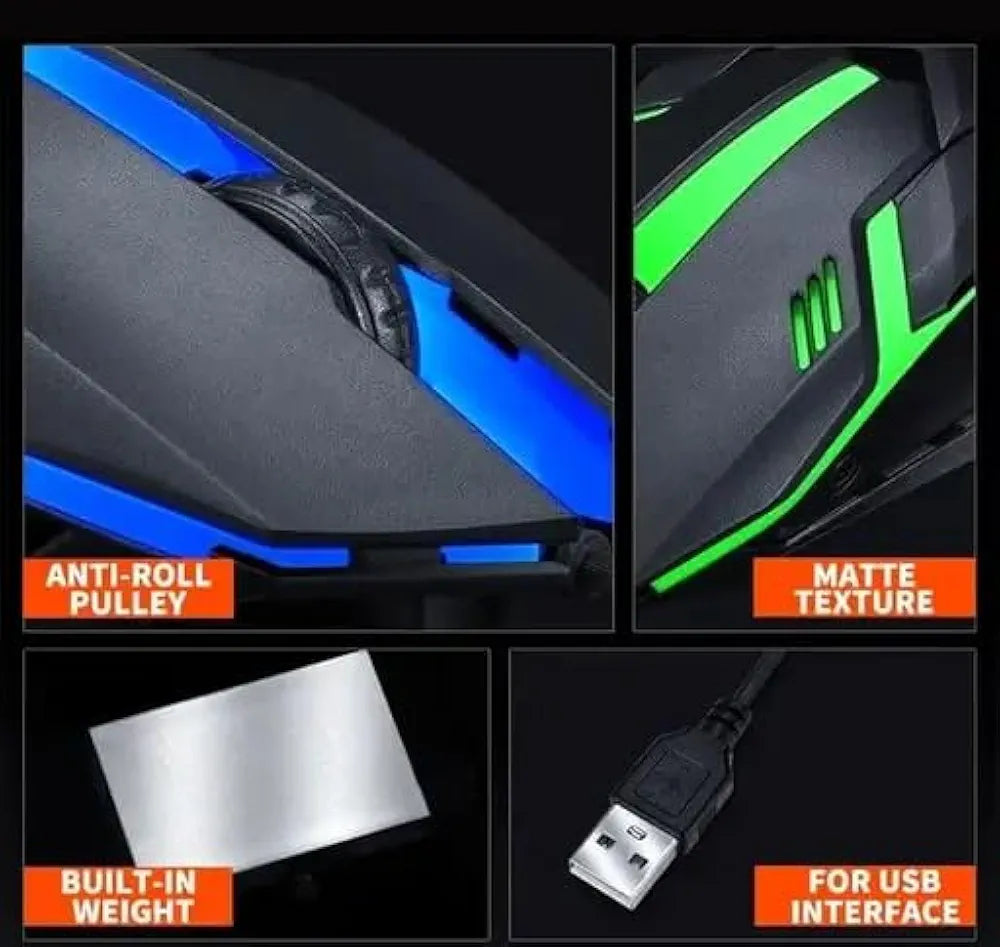 Gaming Mouse, 3 Buttons RGB Light Sports Design for Laptops & PC Wired Optical Gaming Mouse